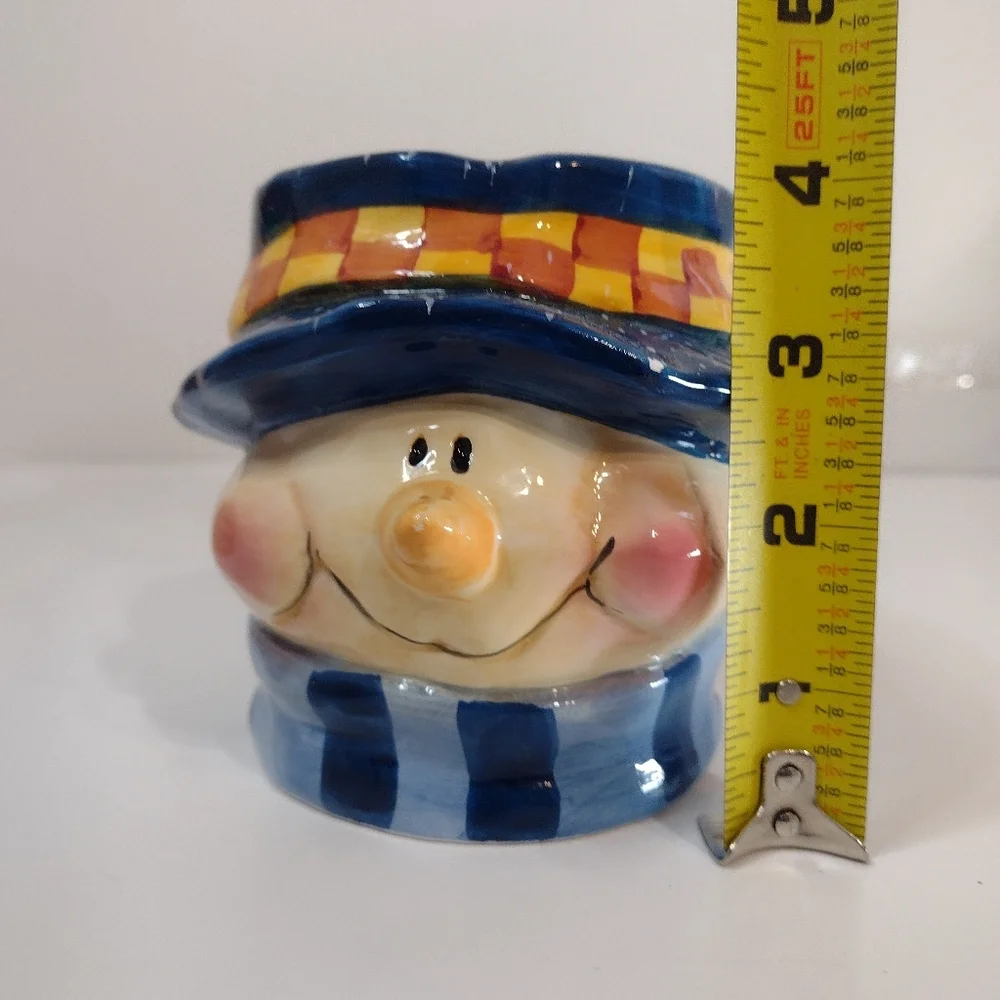 Snowman Candleholder with Colorful Hat Christmas